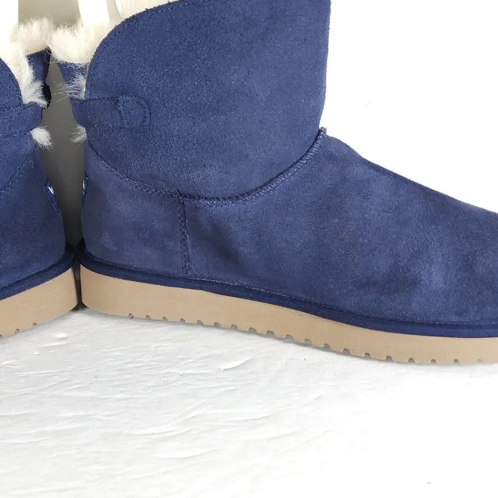 Koolaburra By Ugg Women's Remley US 10 Mini Suede Navy Blue Fur Lined Boots_9